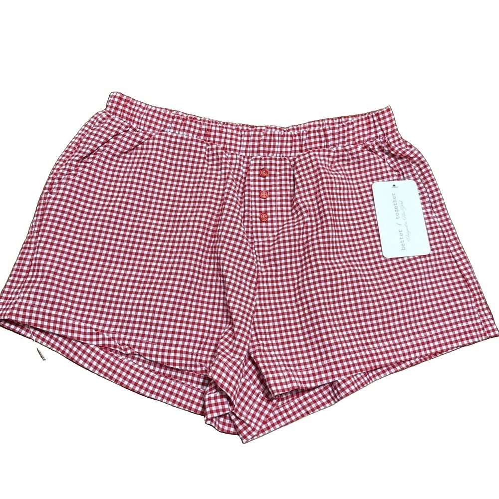 Better Together Red Gingham Size L Lounge Shorts Shorts Cottage Core New Tags